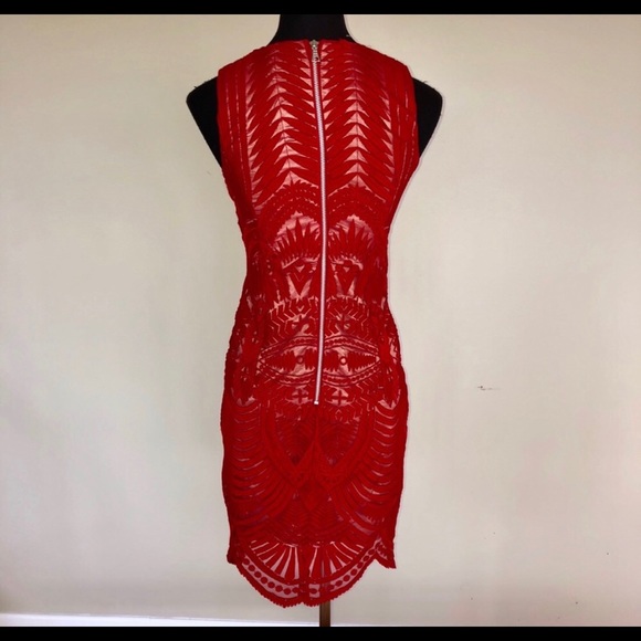 Bardot Revolve Sexy Red Lace Dress Bodicon NWT - Picture 4 of 8